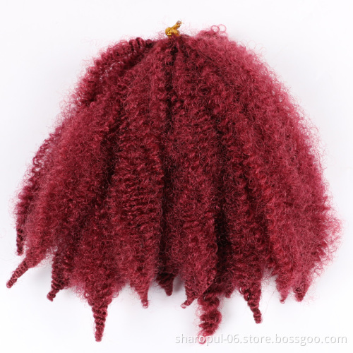 Kinky Marley Hair 8inch short Synthetic crochet hair style yaki crochet braid